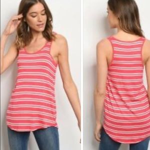 Cute Coral and white stripe Tank